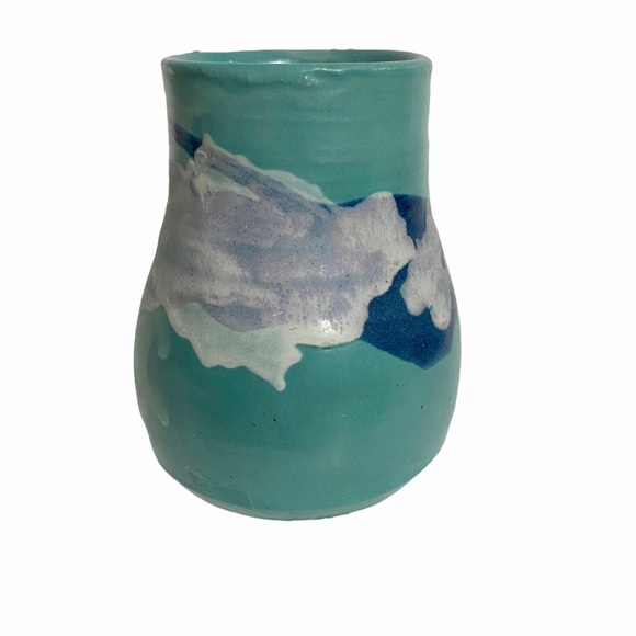 Studio Pottery Coffee Mug Blue Green Glazing - Picture 4 of 5